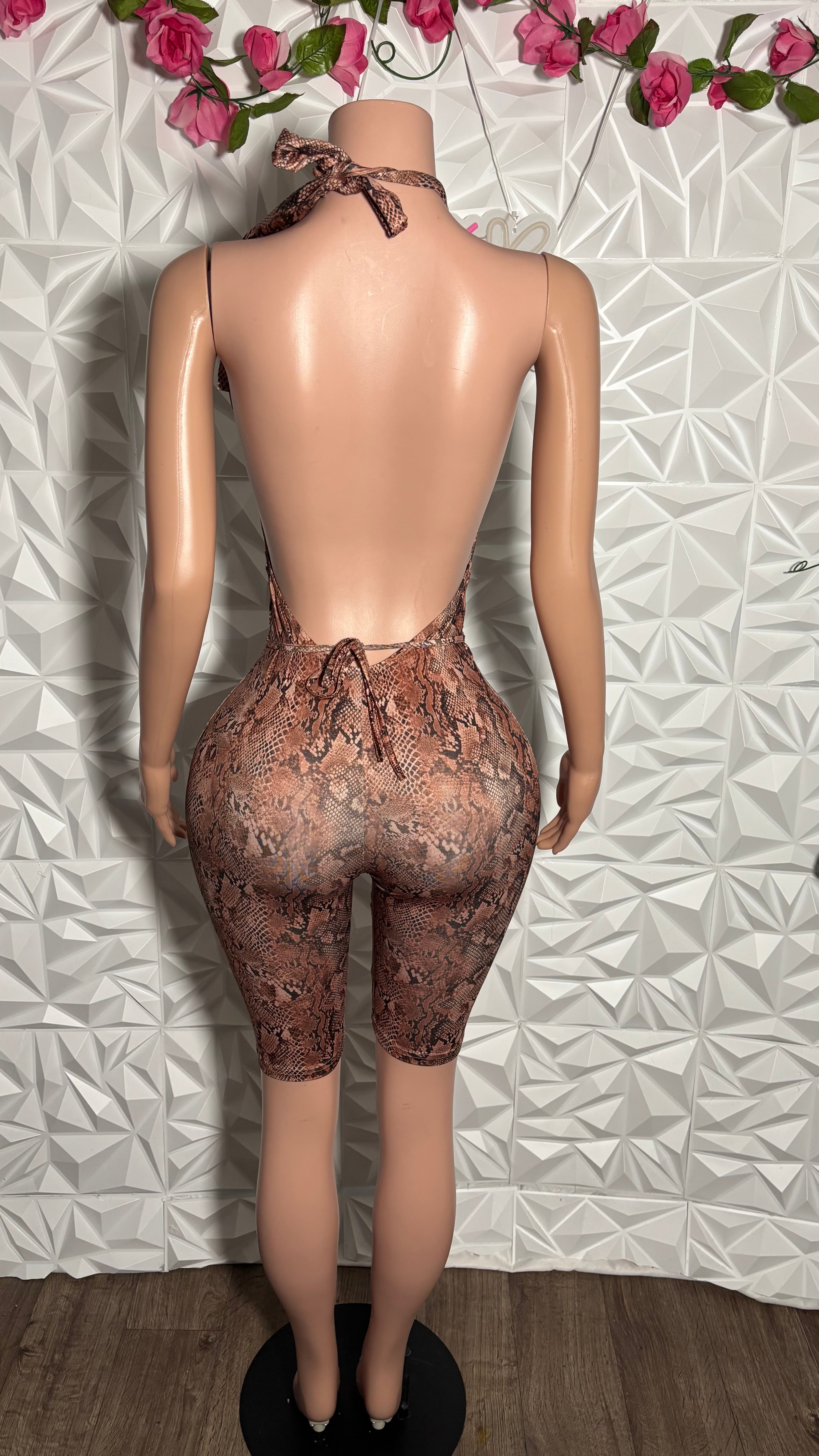 Snakeskin doll romper (Brown)