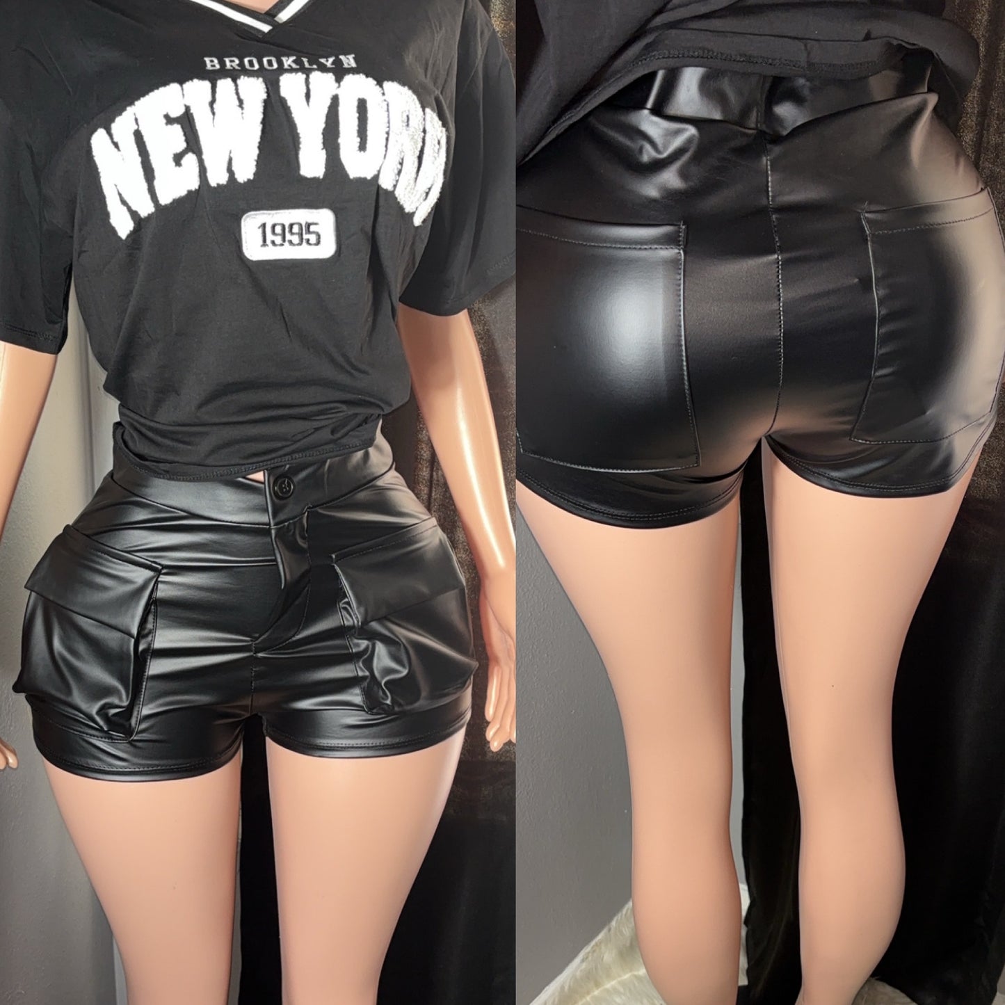 Leather cargo shorts