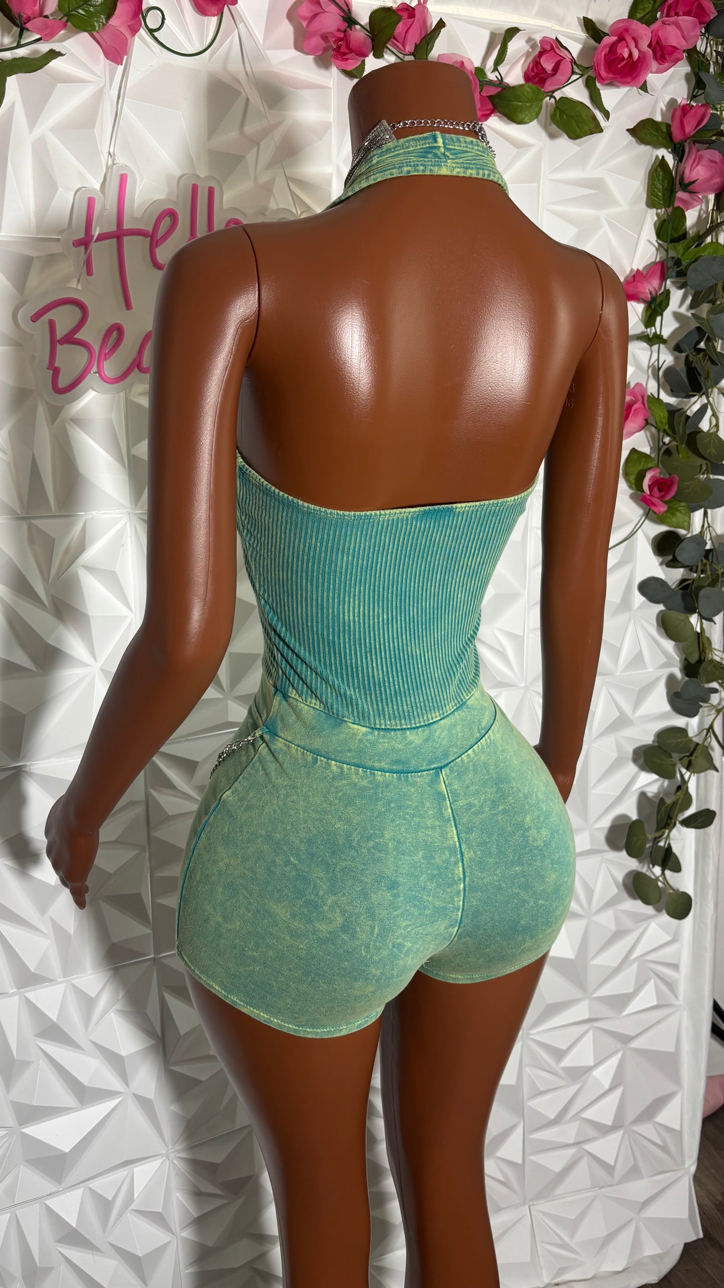 Acid halter romper (green)