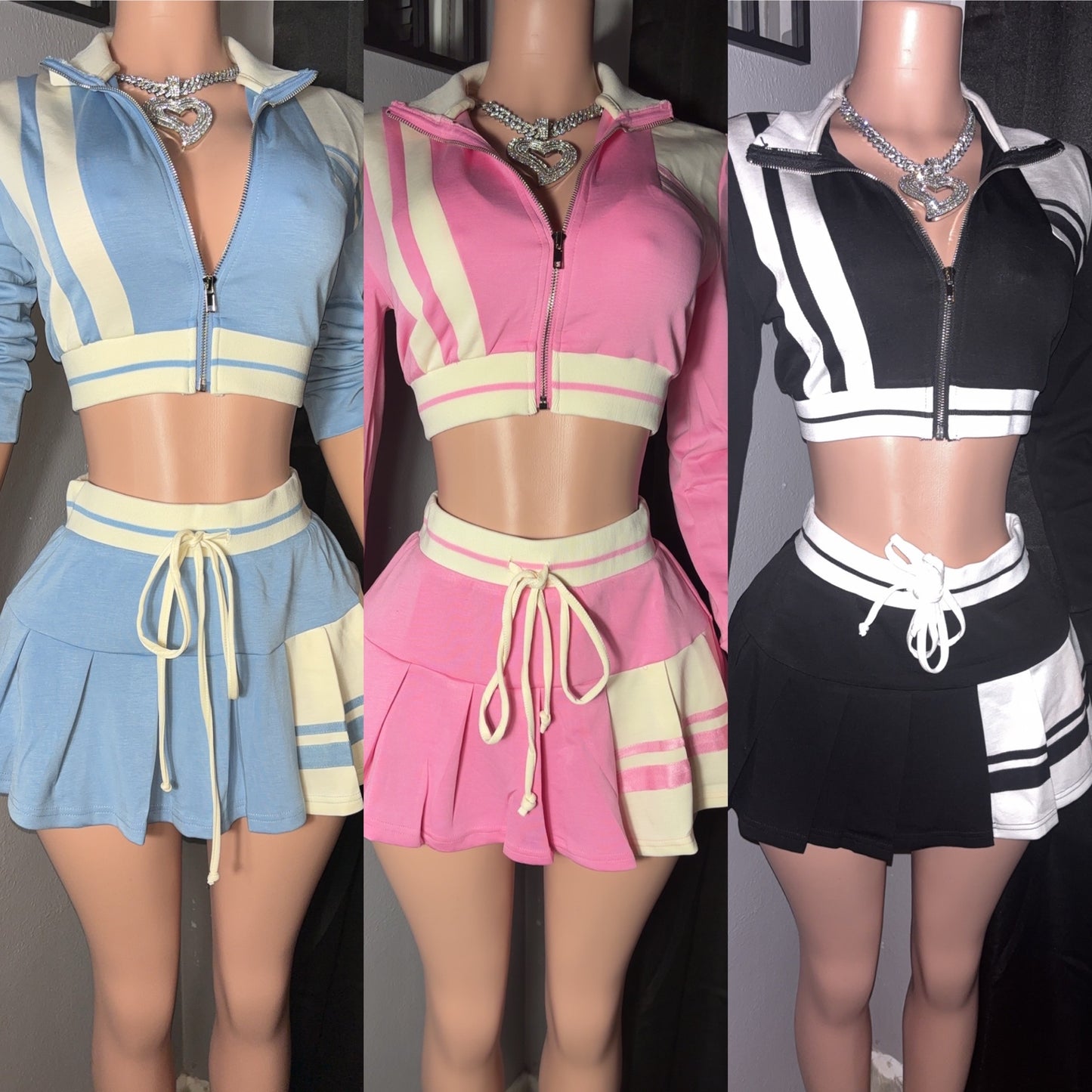 Flare skort set (shorts under skirt)