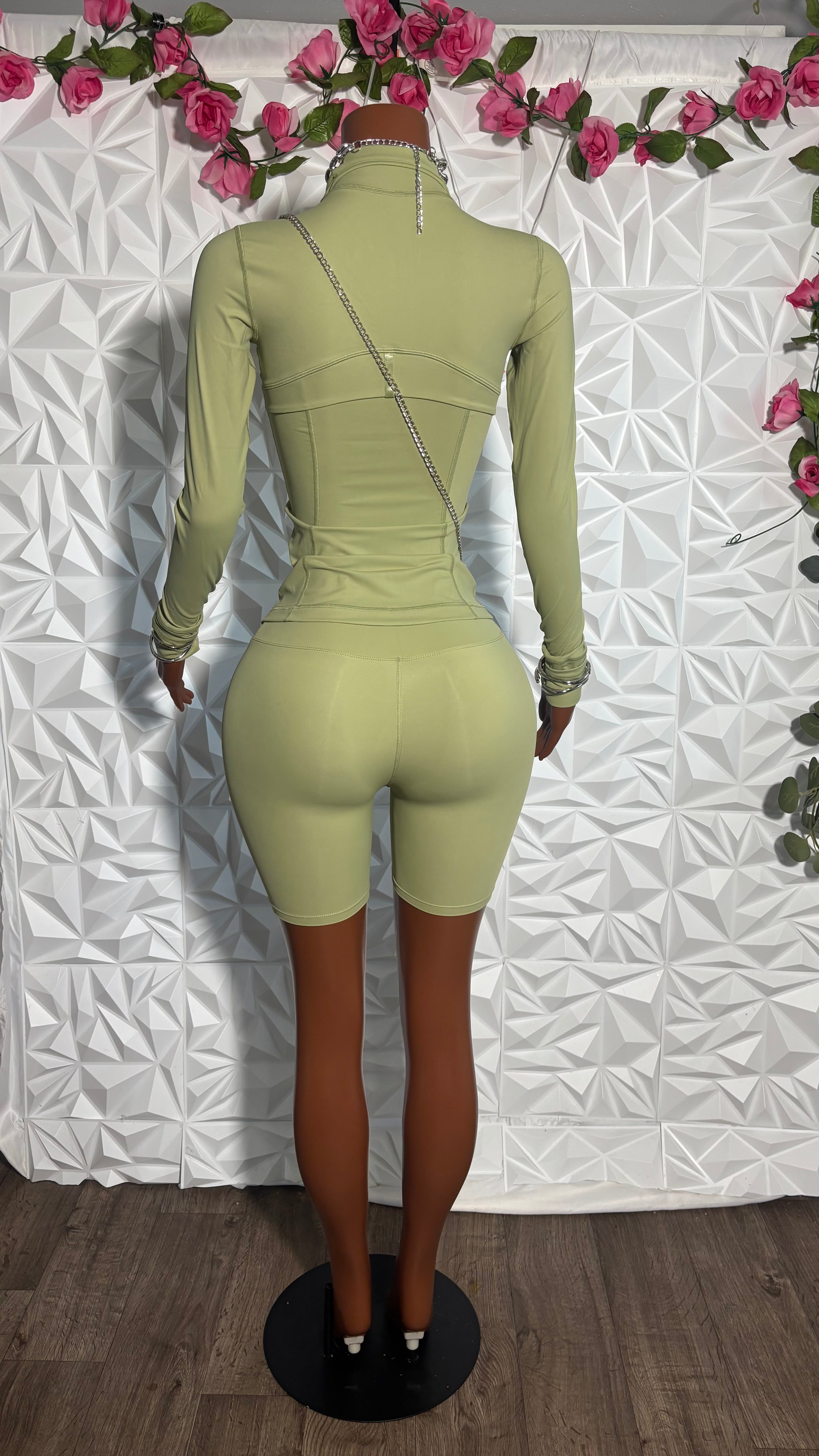Lu dupe shorts set (Lime)