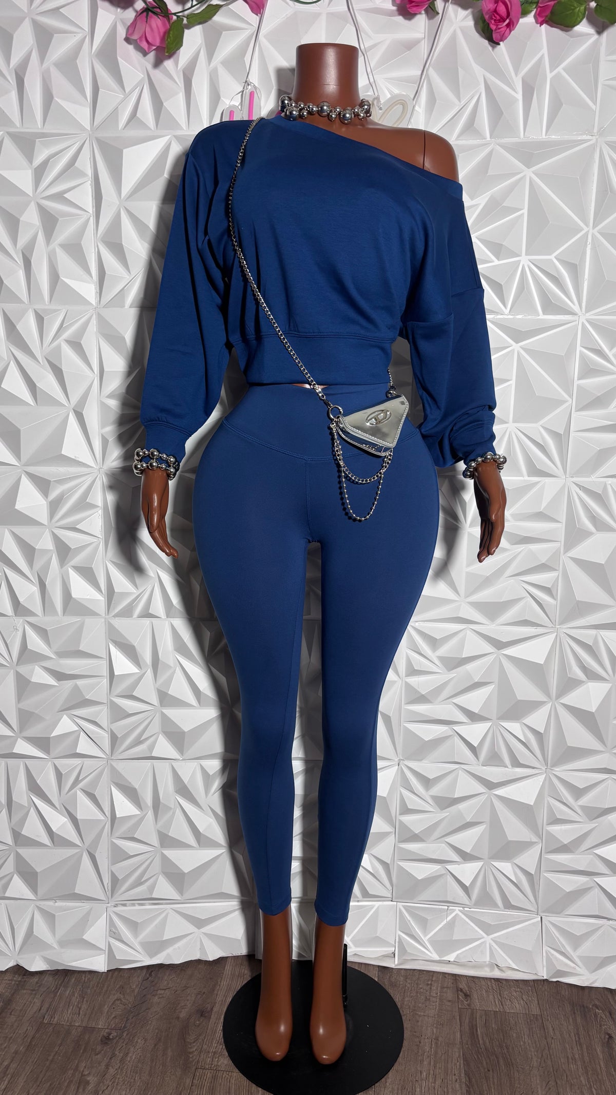 Off shoulder set (Navy)