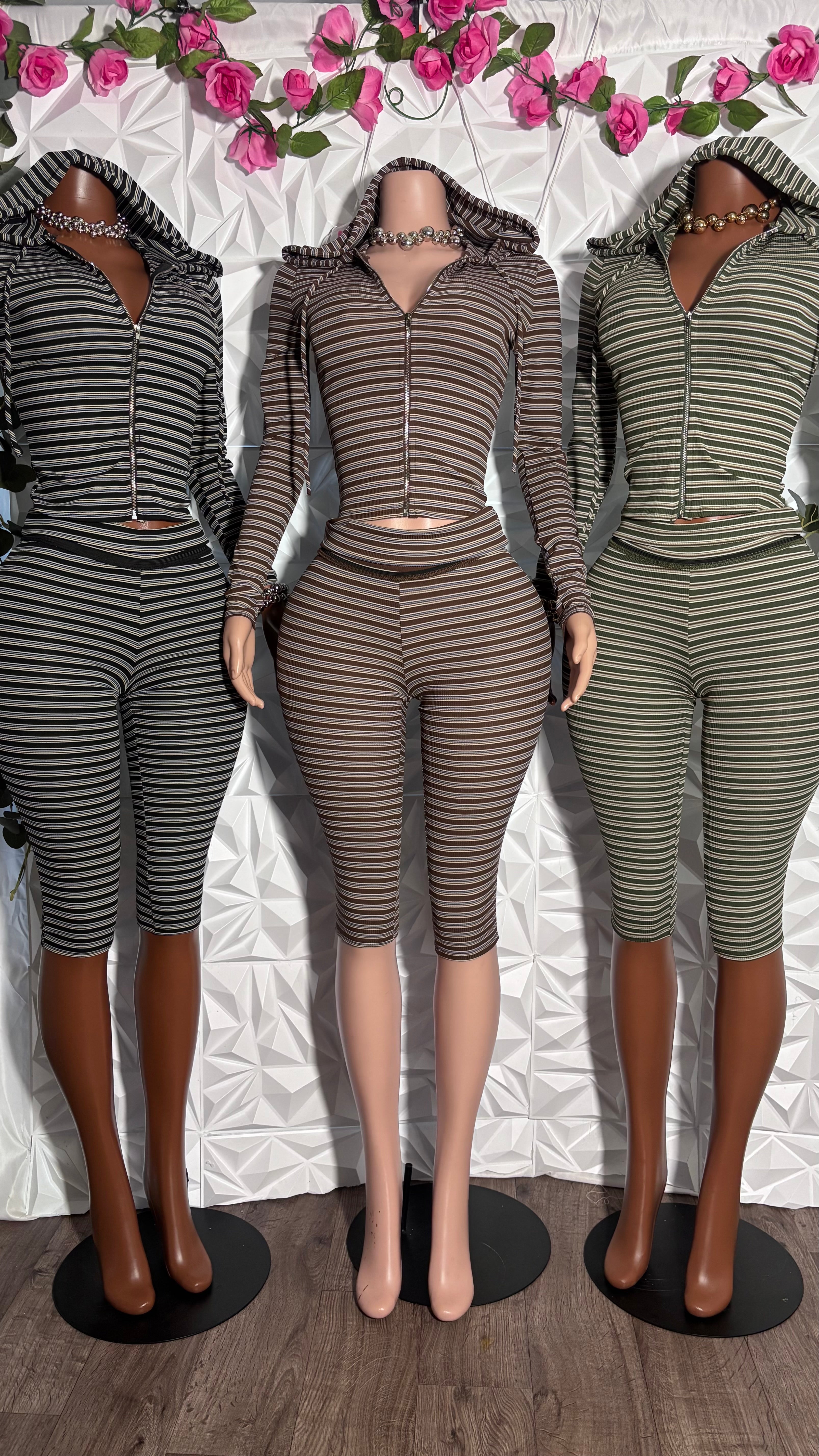 Stripped Capri set (Brown)