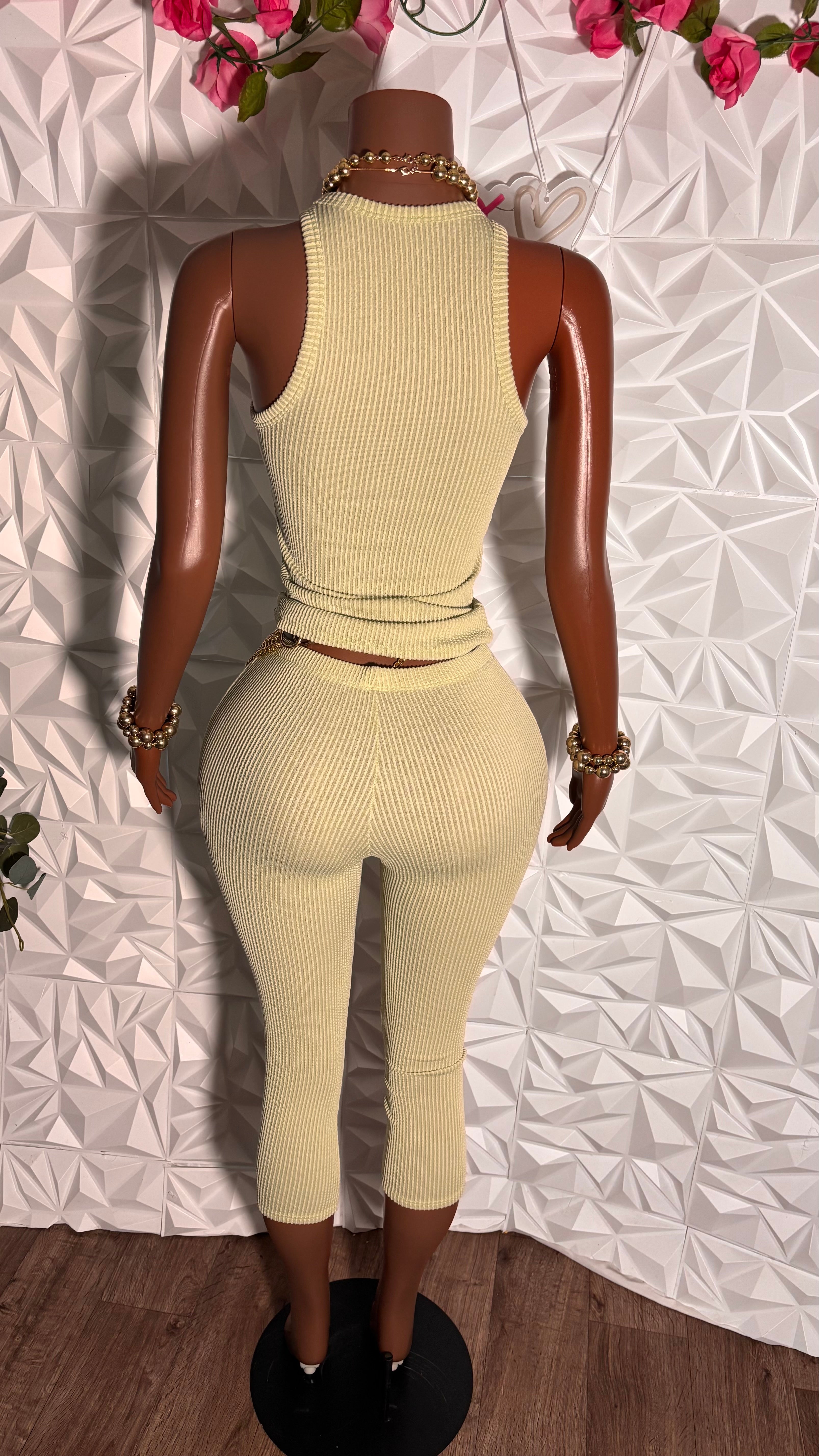Ribbed capri set (Lime)