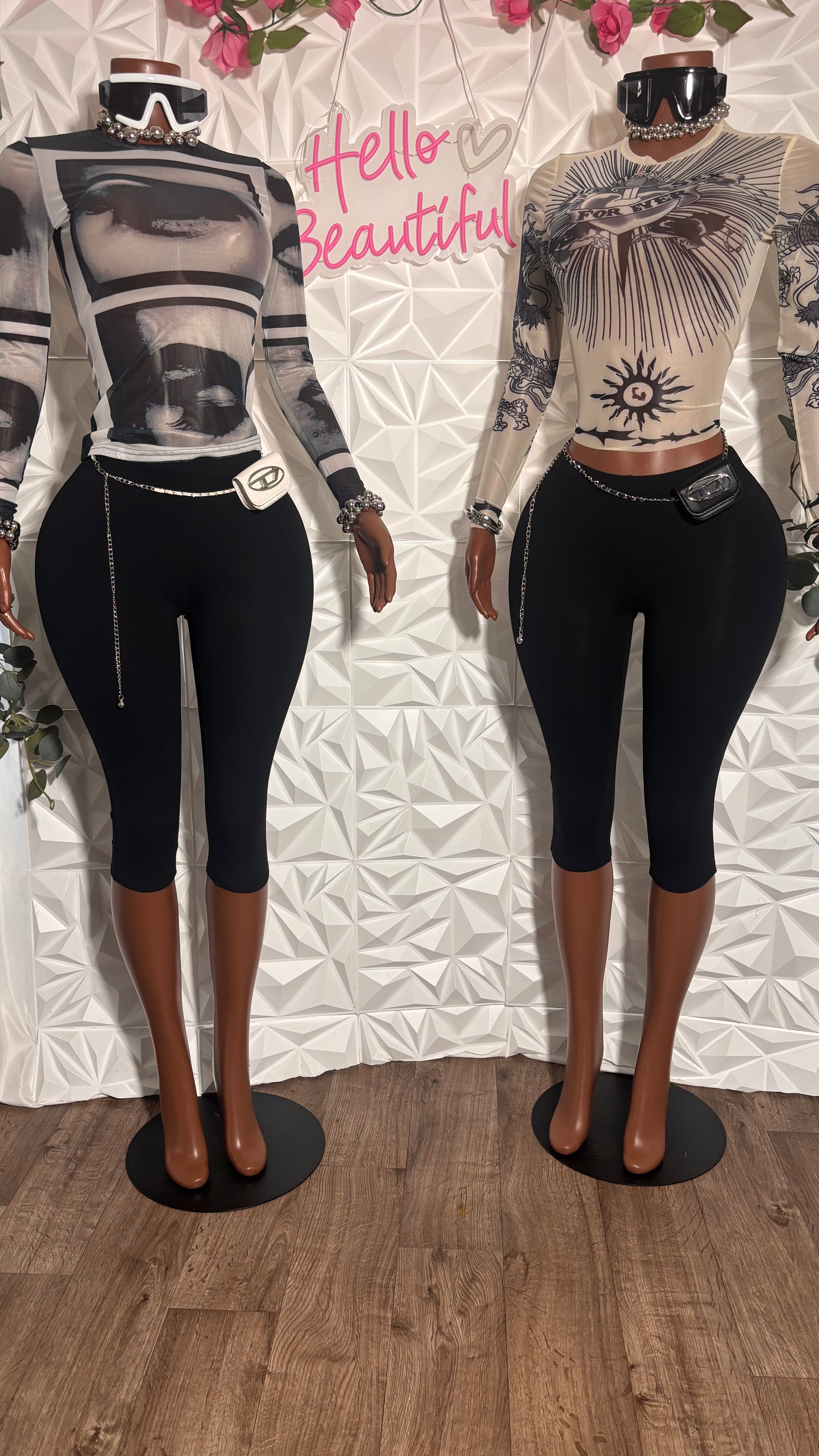 Tat long sleeve mesh top
