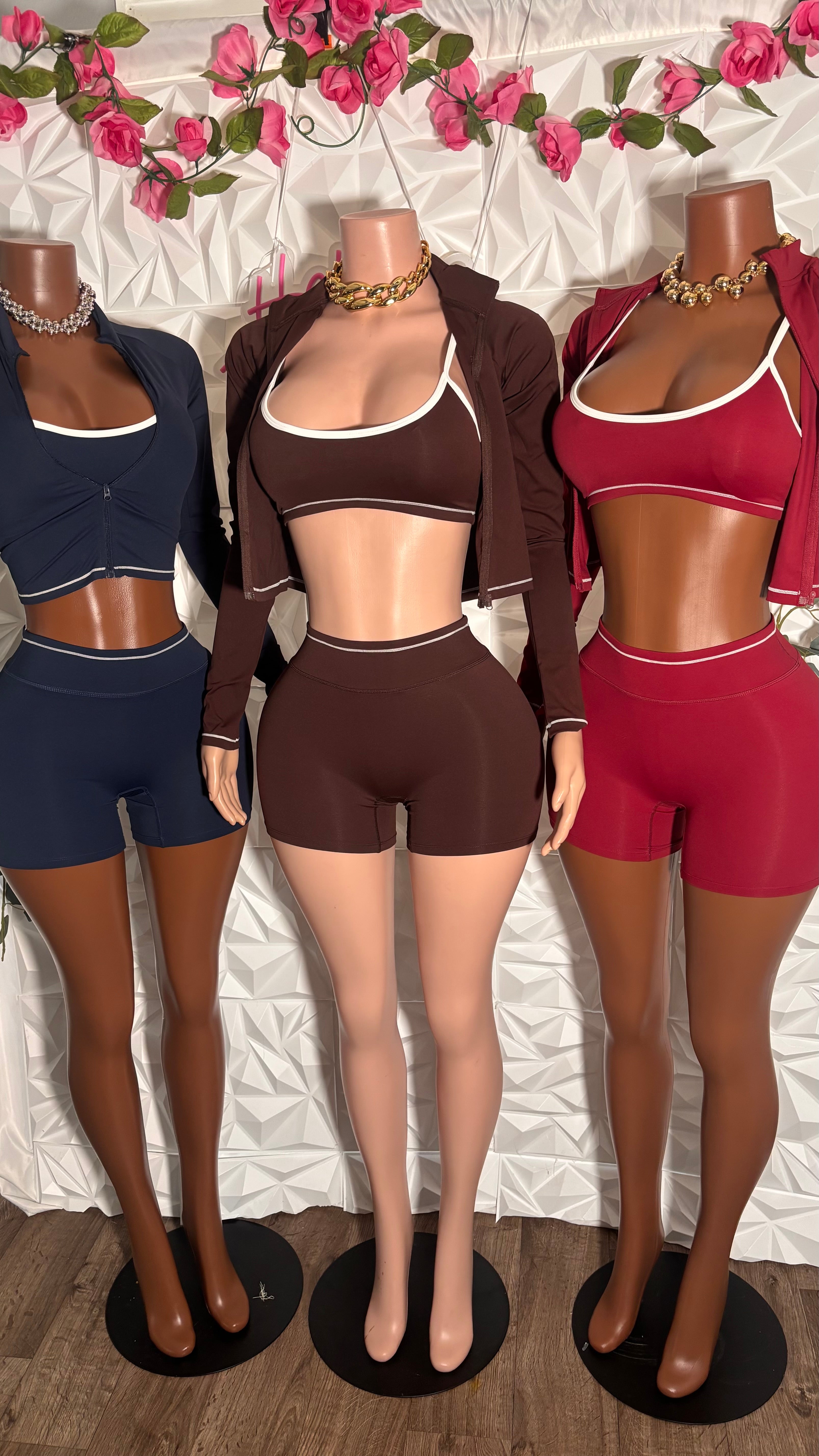 Pretty girl active short set (Brown)