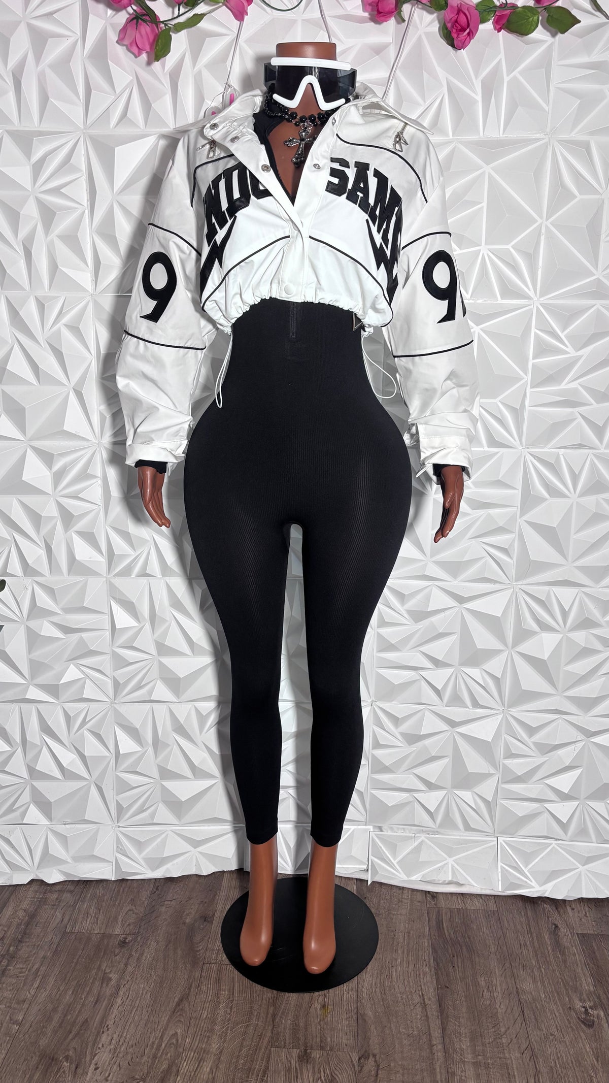 Varsity Flava Cropped Jacket (White)