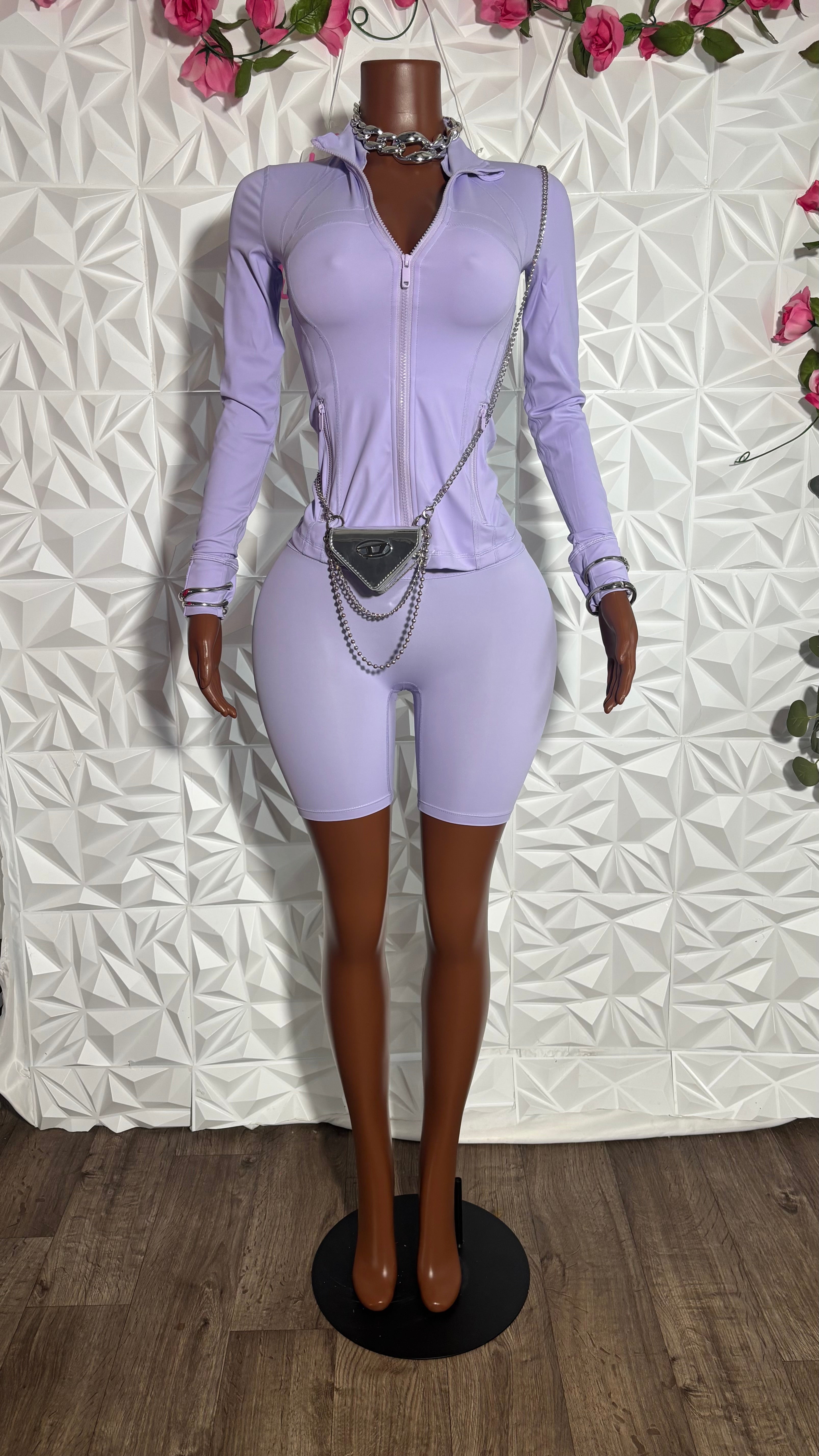 Lu dupe shorts set (Lavender)