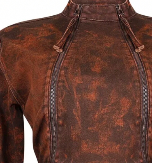 Baddie denim set (Brown/Rust)