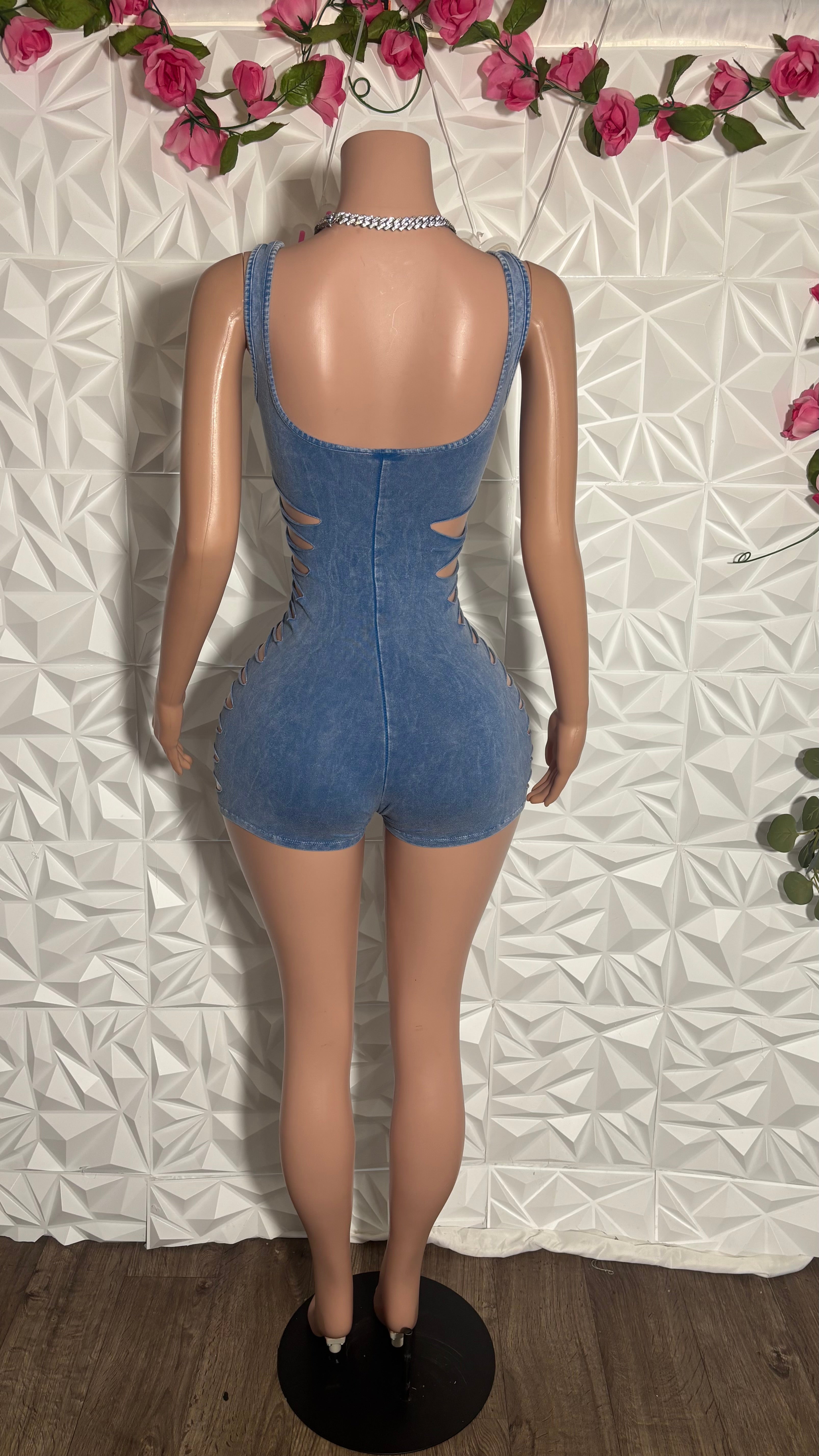 Split decision romper (Blue)