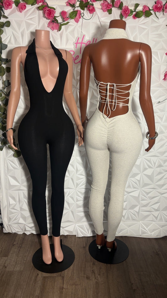 Halter jumpsuit (Oatmeal)