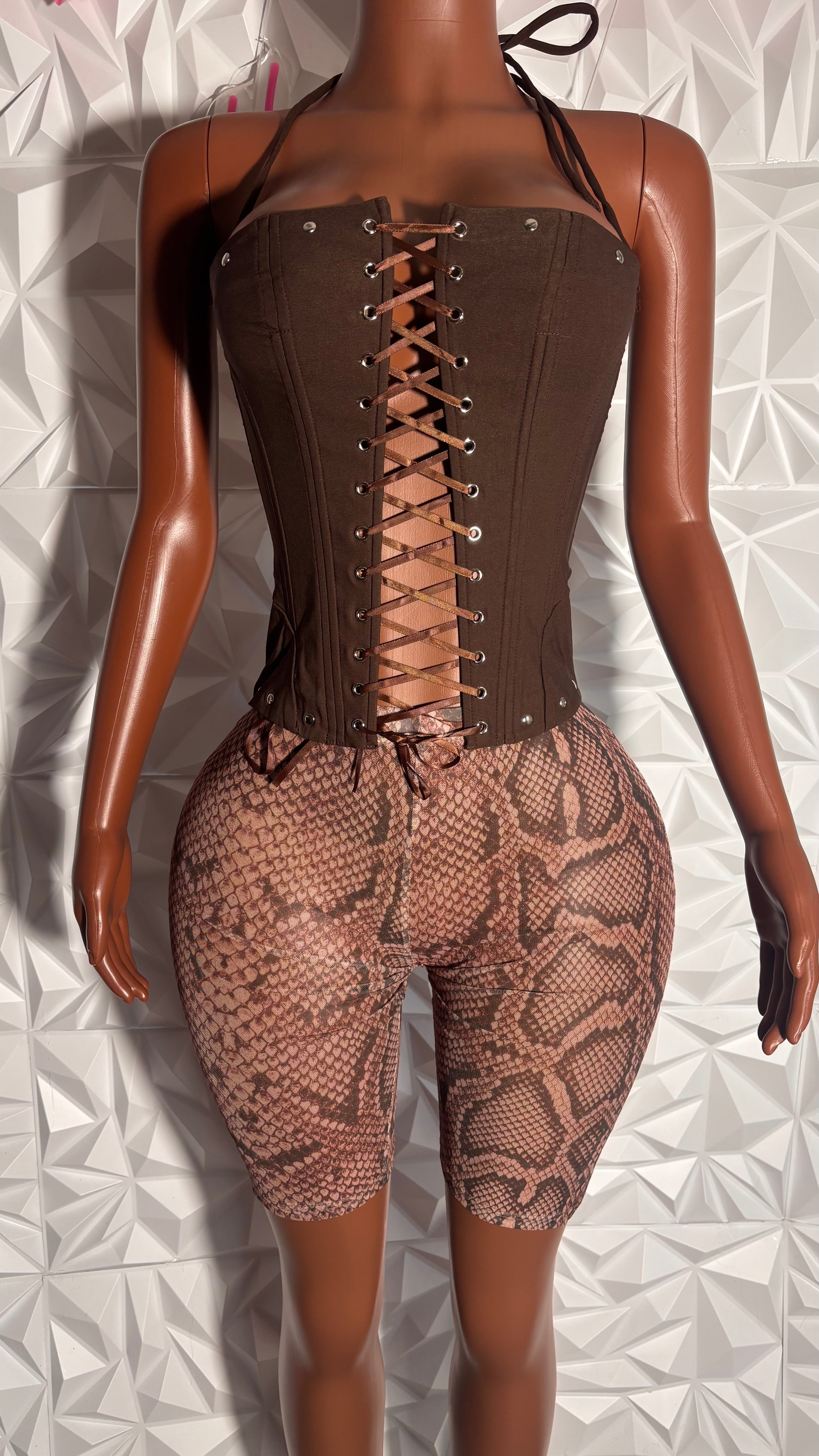Snakeskin mesh shorts