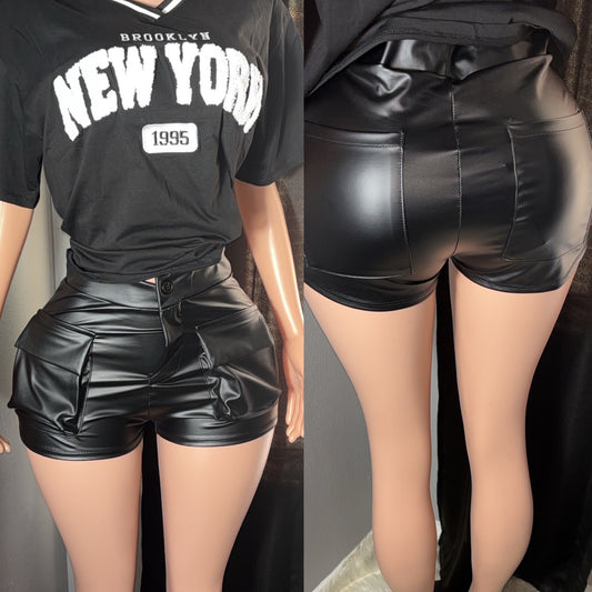 Leather cargo shorts