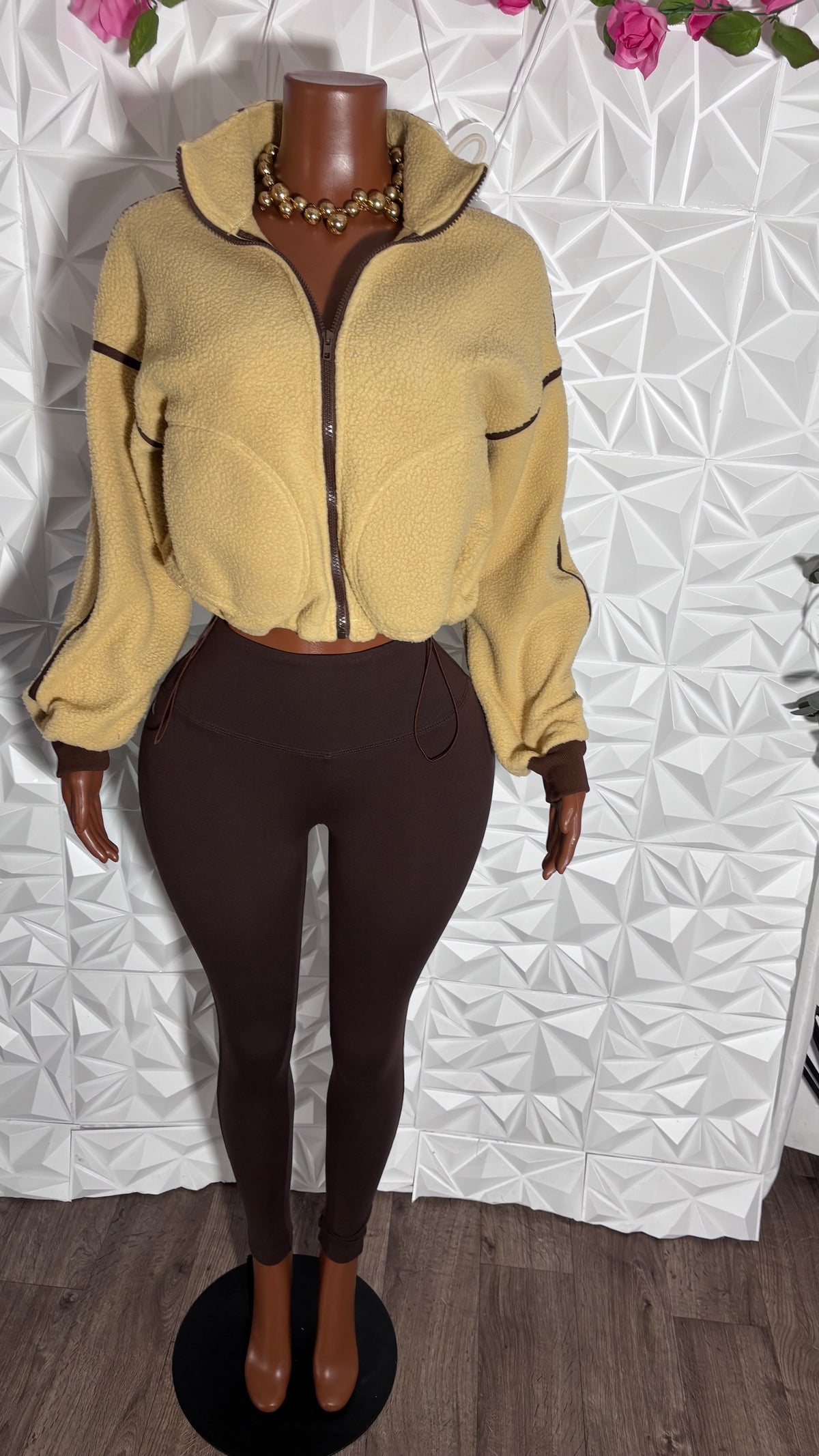 Teddy legging set (Tan/Brown)