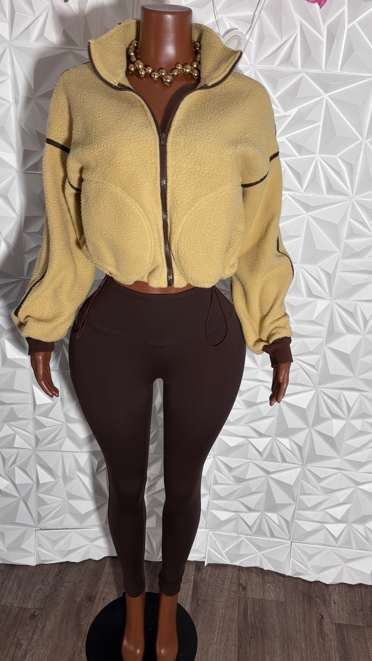 Teddy legging set (Tan/Brown)