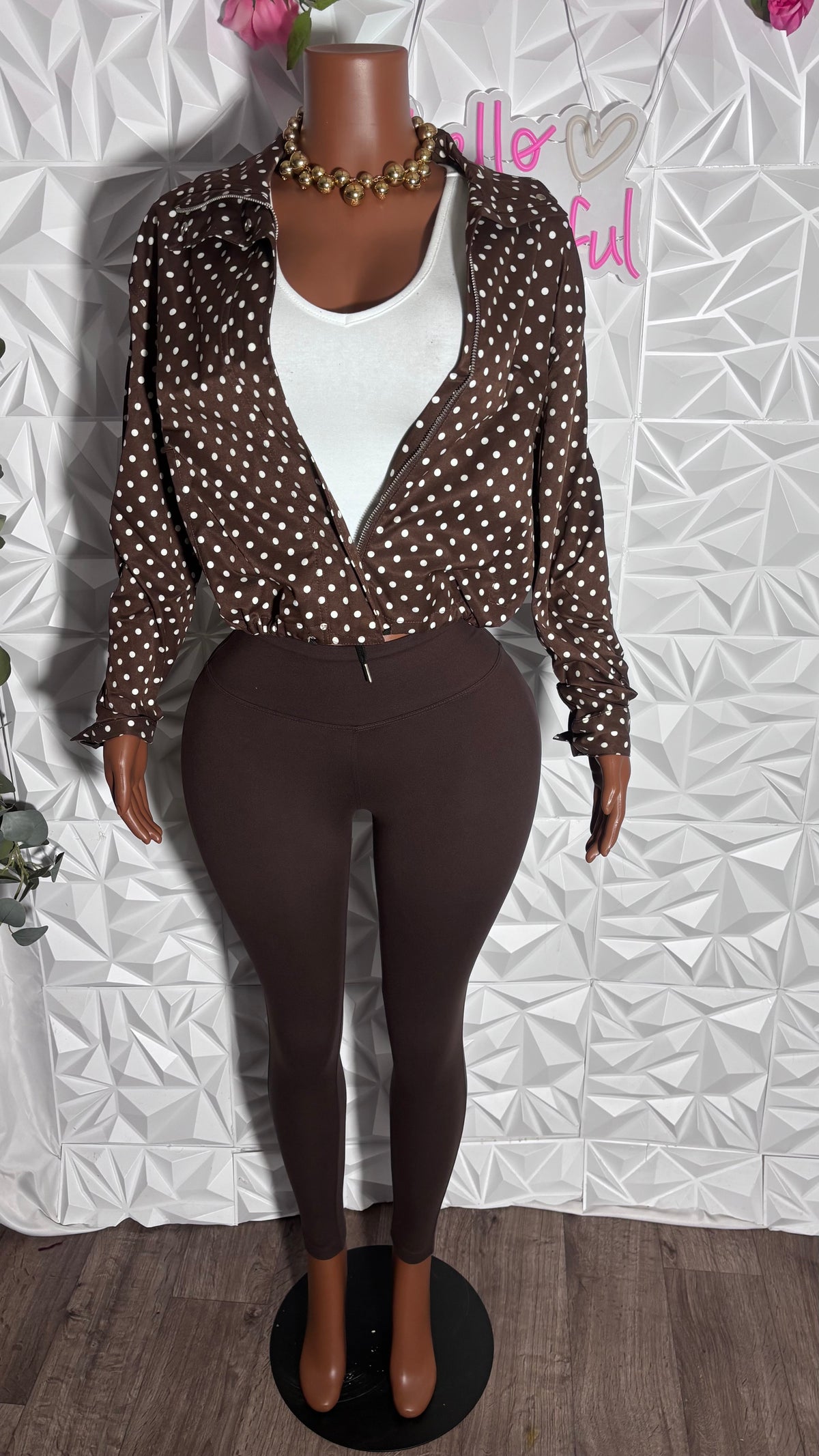 Polka dot set (Brown/White)