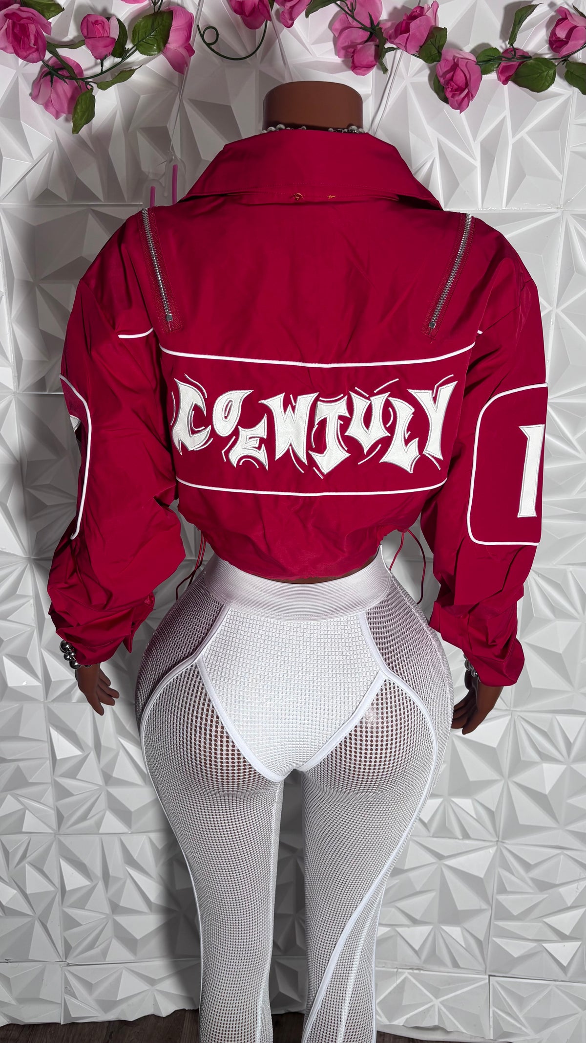 Varsity Flava Cropped Jacket (Red)