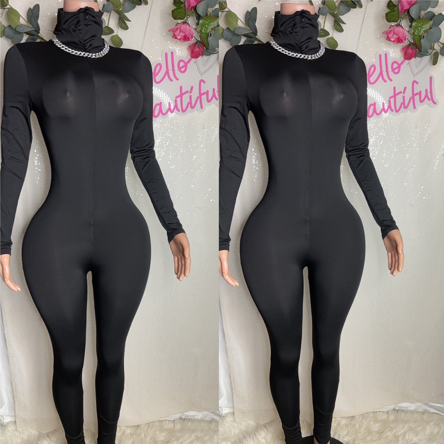 Turtleneck jumpsuit (black)