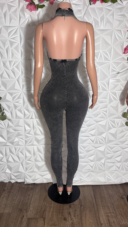Acid wash jumpsuit (Black)