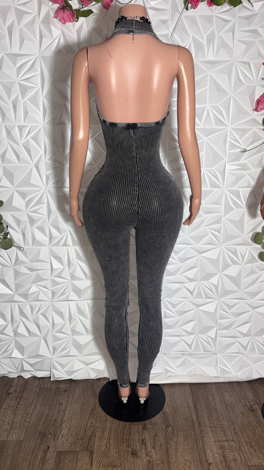Acid wash jumpsuit (Black)