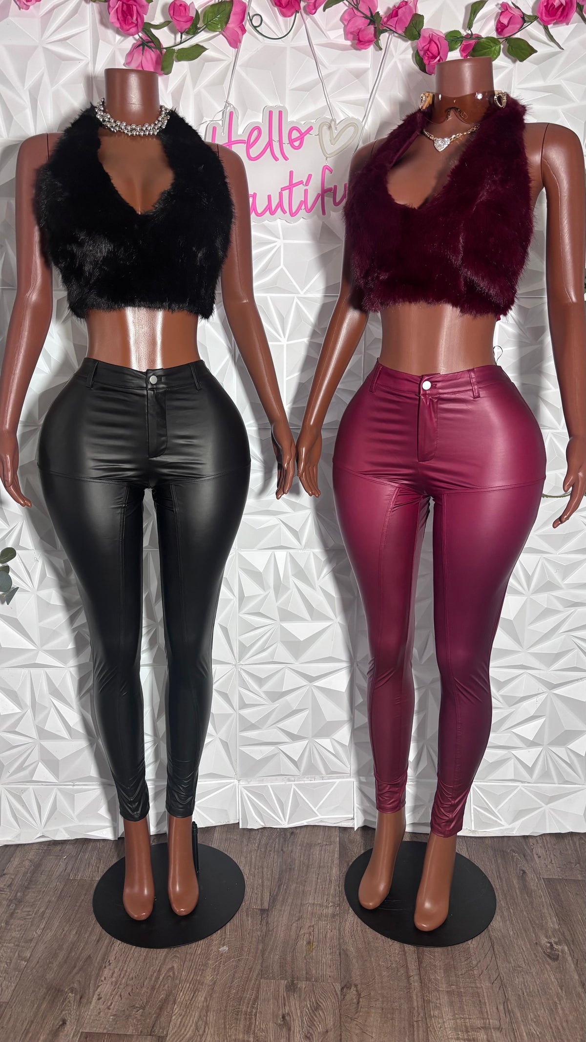 Rich Leather fur set (Burgundy)
