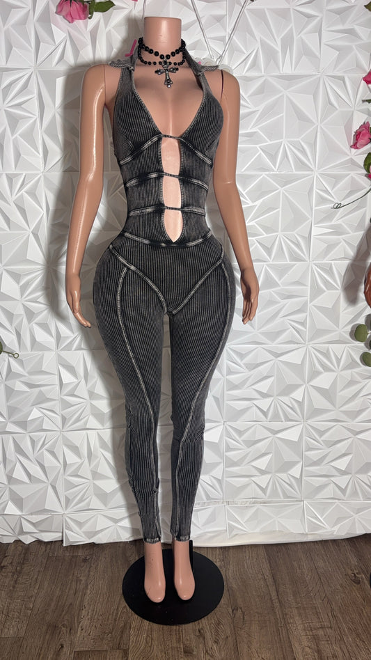 Acid wash jumpsuit (Black)