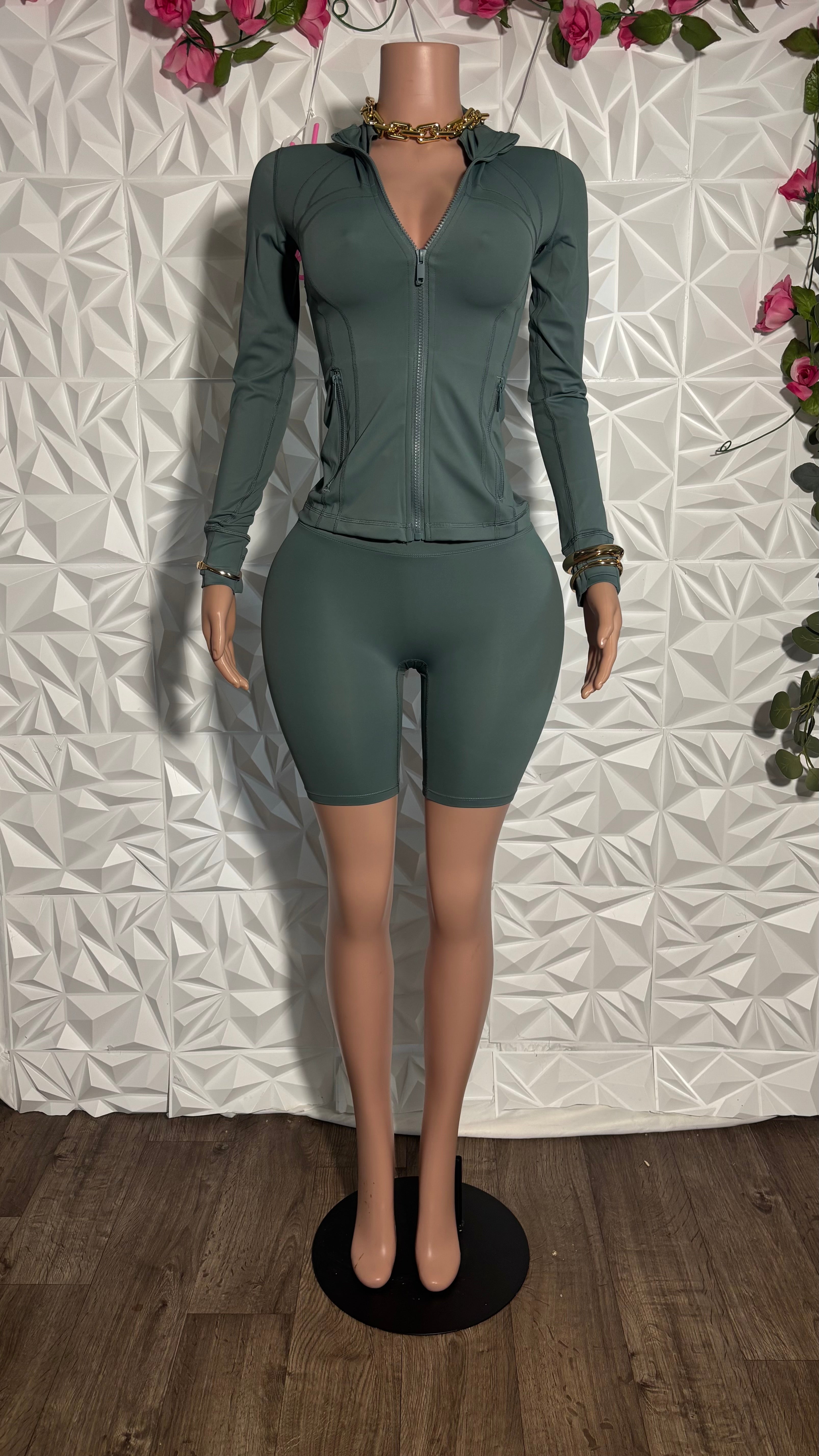 Lu dupe shorts set (Jade)