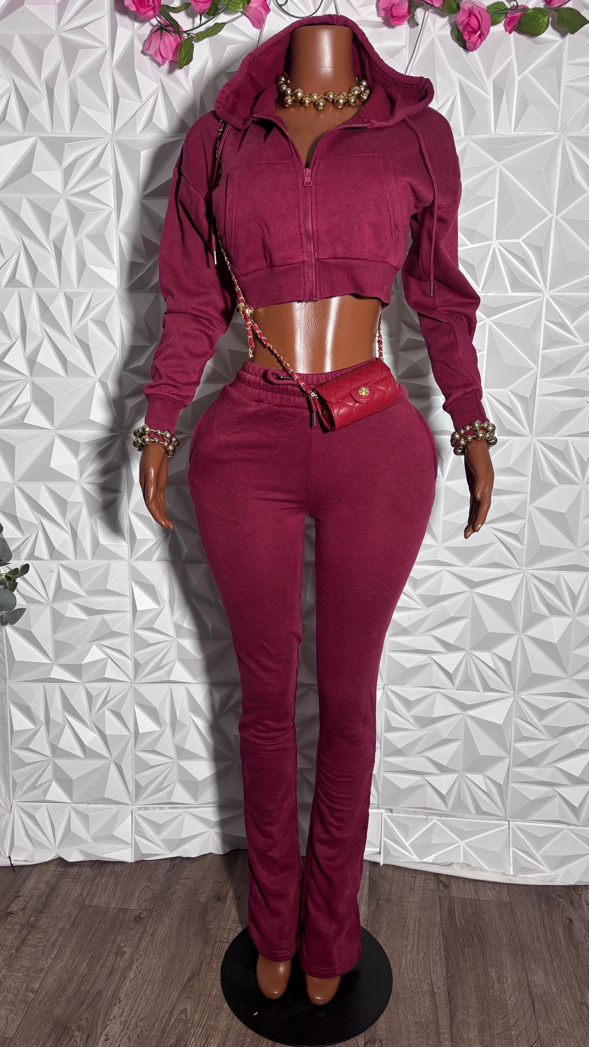 Stack jogger set (Burgundy)