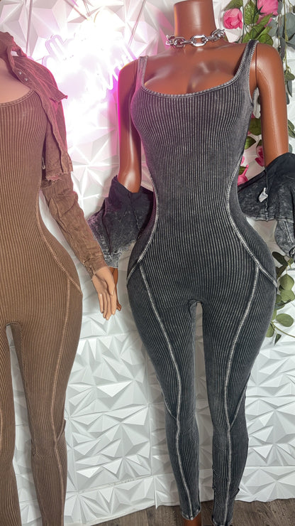 Mineral wash jumpsuit set