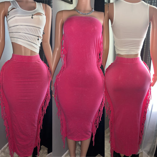 Long fringe skirt