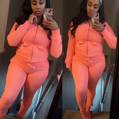 Zip-up hoodie sets (Coral)