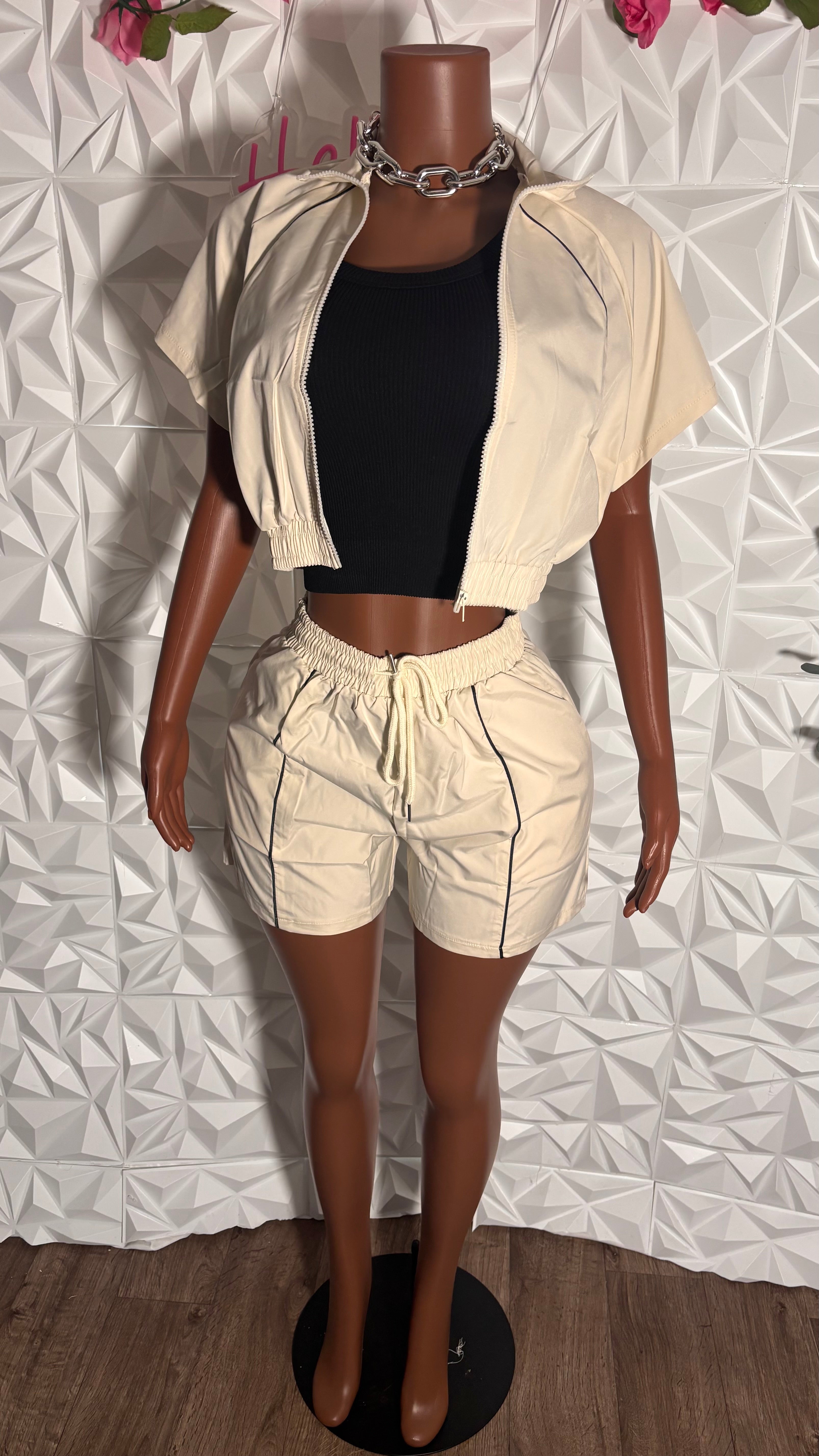 Windbreaker 2 piece set (Cream)