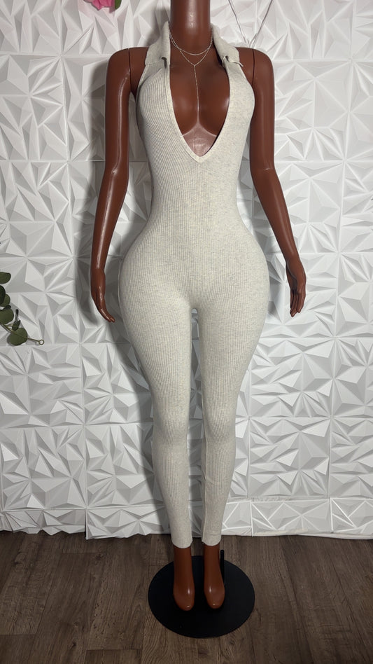 Halter jumpsuit (Oatmeal)