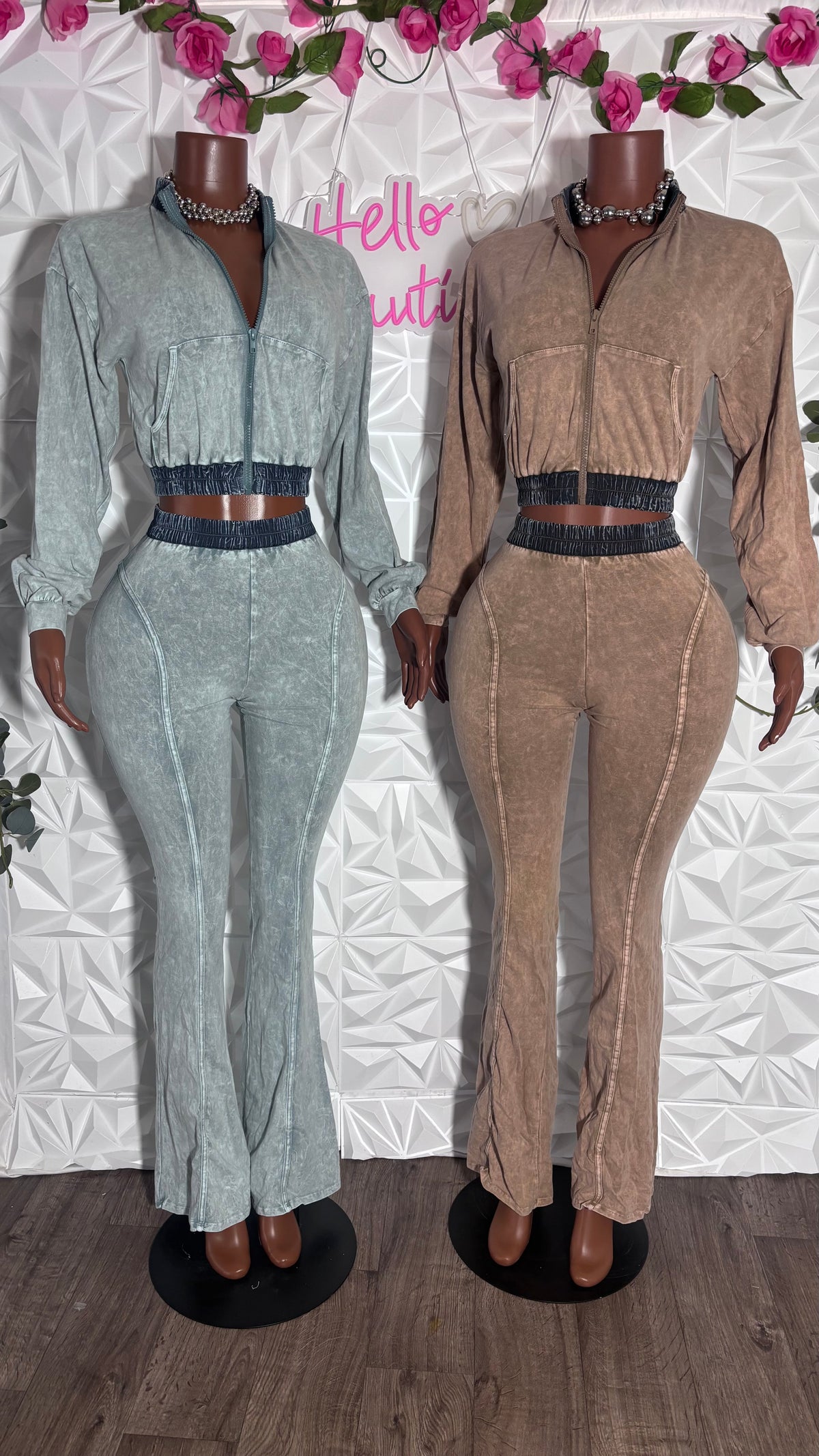 Acid wash flare set (Tan)