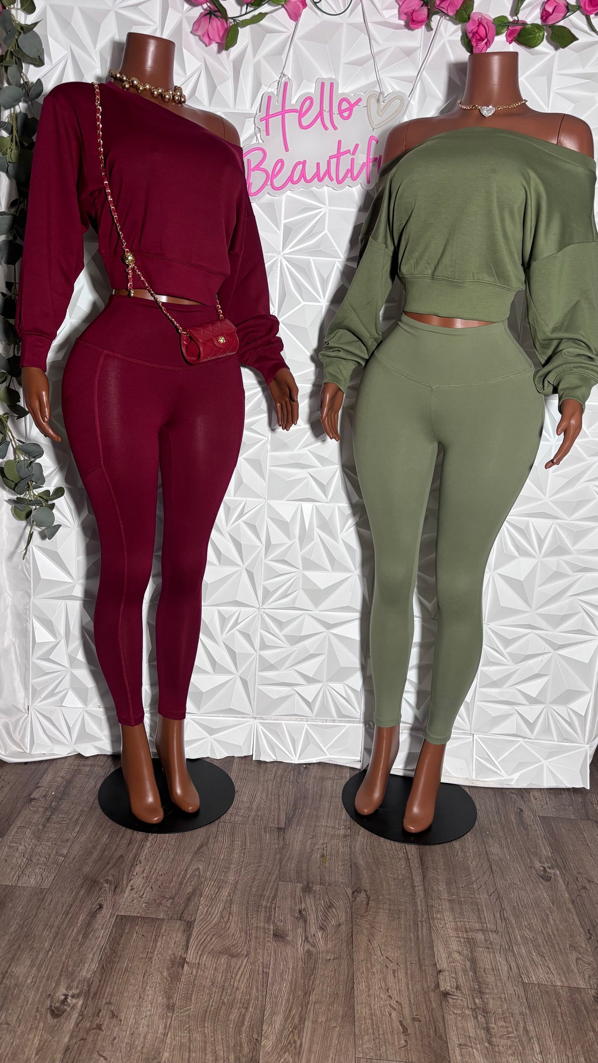 Off shoulder set (burgundy)
