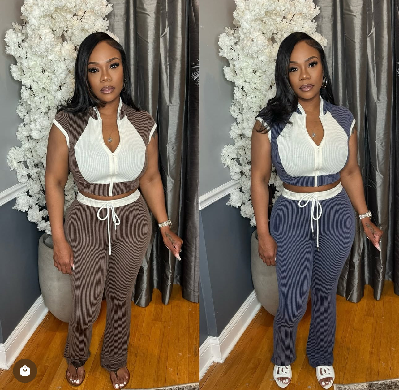 Two tone short sleeve set
