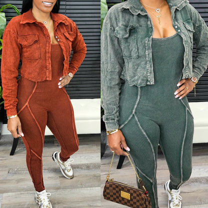 Mineral wash jumpsuit set (5 colors)